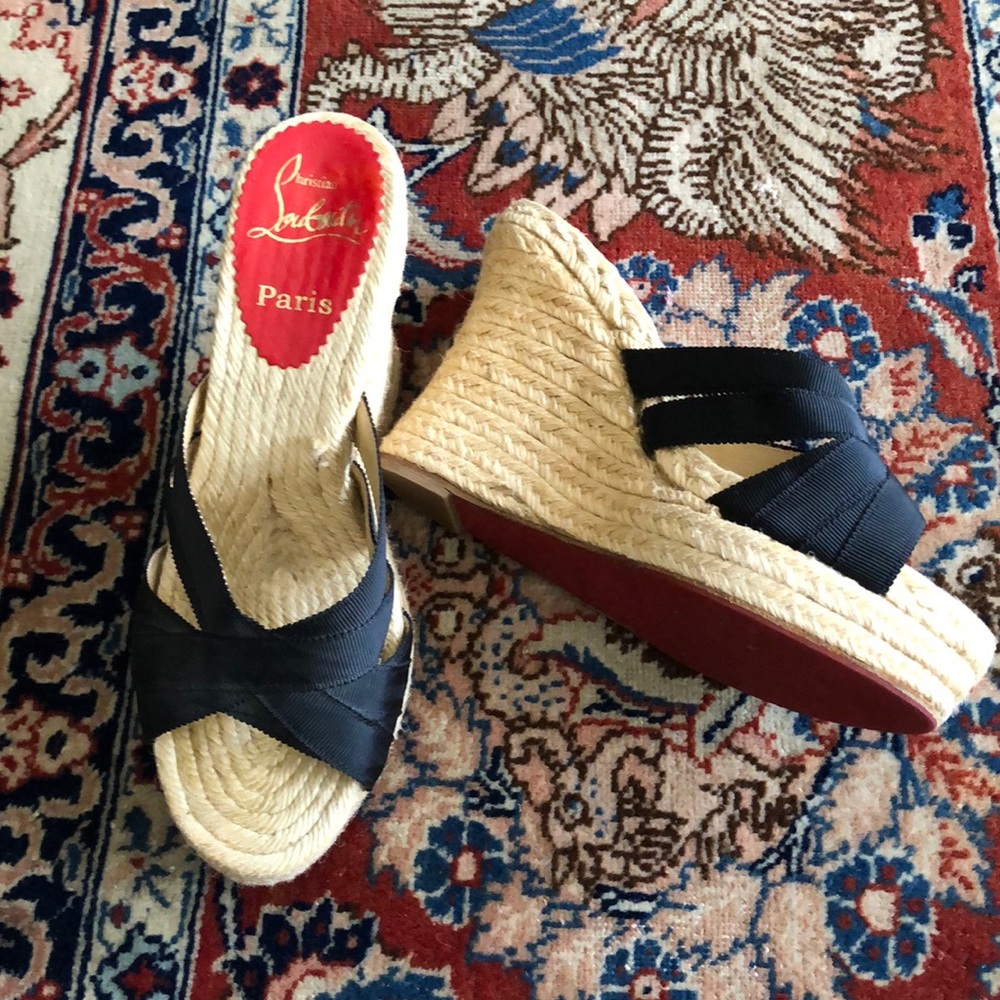 Christian Louboutin Black Wedge Heels